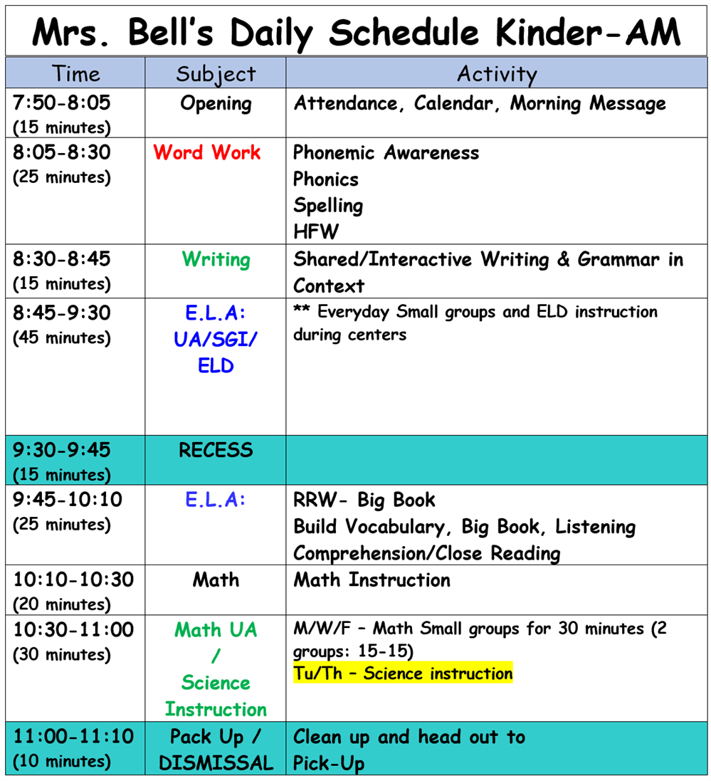 Bell Schedule
